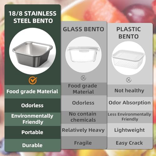 Salad Container for Lunch Stainless Steeel Salad Container 60-oz Salad