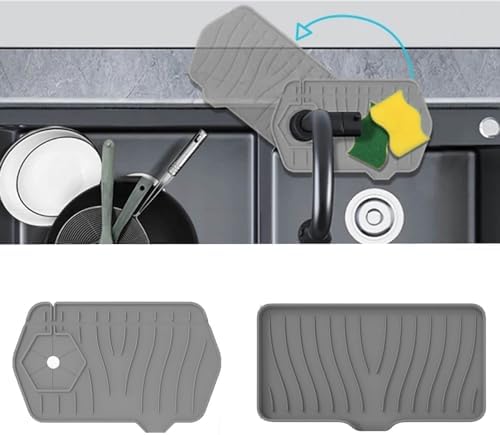Silicone Draining Mat for Kitchen Sink, Sink Splash Guard, 9.6′′