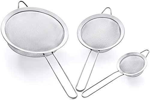Strainer Set Fine Mesh – Premium 304 Stainless Steel (18/8) – 8′′