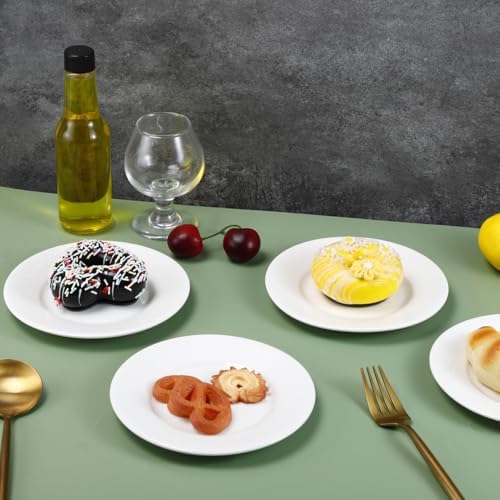 Porcelain Dessert Plates, 12 Pack, White, 6 Inch
