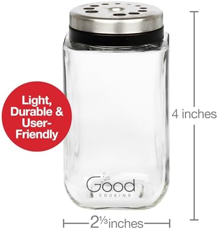 Adjustable Glass Spice Jars (Set of 6) with 6 Pouring Sizes- Stainless