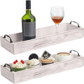 2 Pack Rustic Wooden Serving Trays with Handles Farmhouse Rectangular