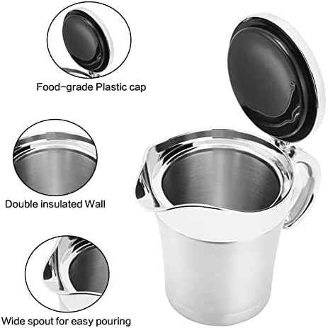 Gravy Boat Stainless Steel Double Insulated Sauce Jug with Hinged Lid
