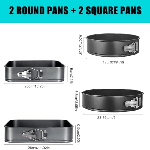 124Pcs Springform Pans Set, Round Square Cake Pans Sets, 7/9/10/11