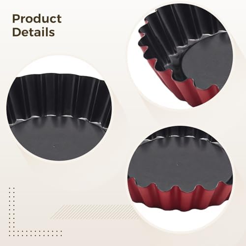 Tart Pans 16-Piece Set, 3 Inch, Carbon Steel, Non-Stick, Removable