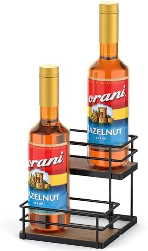 THYGIFTREE 2-Tier Coffee Syrup Rack, 4 Bottle Stand