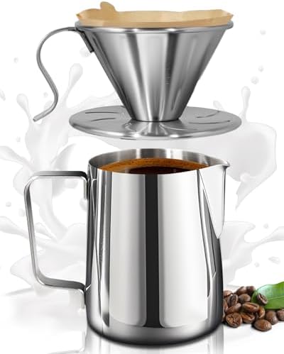 Pour Over Coffee Dripper 20.3oz (2-3 Cup)-304 Stainless Steel Reusable