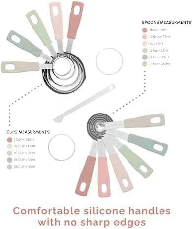 CuttleLab Measuring Cups and Measuring Spoons Set of 14 - Stainless Steel Measuring Cups and Spoons Set, Includes 1/8 Teaspoon Measuring Spoon, 1/8 Cup Measuring Cup, Leveler Dry (14, Country Chic)