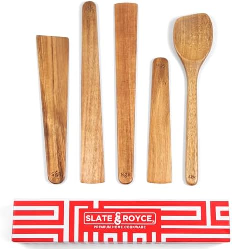 SLATE & ROYCE 5-Piece Acacia Wood Utensil Set, Non-Toxic Wooden