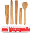 SLATE & ROYCE 5-Piece Acacia Wood Utensil Set, Non-Toxic Wooden