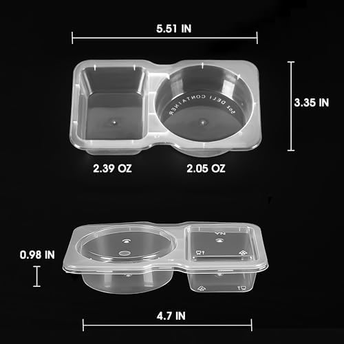 MACTANO 20 Sets Condiment Container with Lid, Disposable Double
