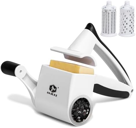 Rotary Cheese Grater Hand Crank, 2 Stainless Steel Drums