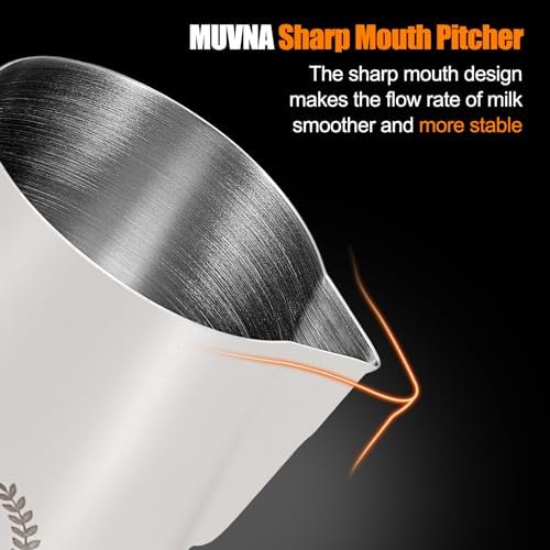 Milk Frothing Pitcher 20.3oz/600ml, No Drip Spout, Stainless Steel
