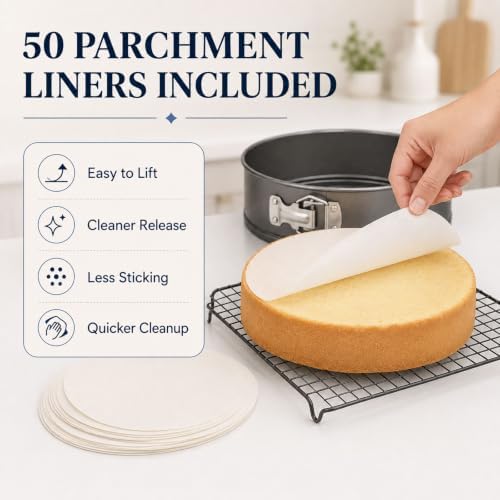Springform Pan 9 Inch Set of 2 with Carriers, Heavy Duty Carbon Steel