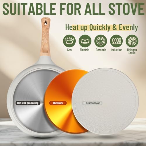 AOSION 11 Inch Nonstick Crepe Pan, Ceramic Coated Pancake Pan, Gray