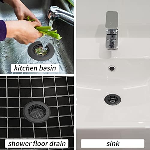 4 Pack Hair Catcher Shower Drain Covers, Sink Strainer Set for Kitchen
