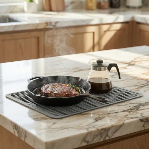 MicoYang Silicone Dish Drying Mat, Grey, 16"×12"