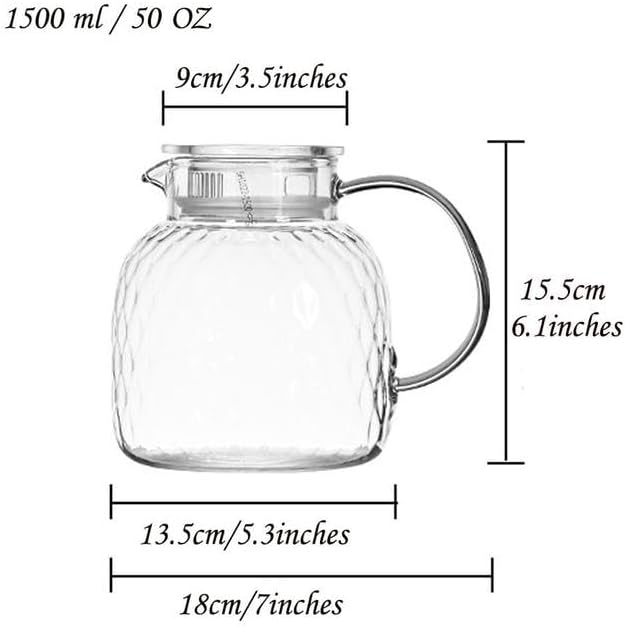 Acrylic Drink Pitcher with Lid and Spout, 50oz Clear Plastic Water