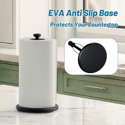 VEHHE Countertop Paper Towel Holder, Black, Weighted Base