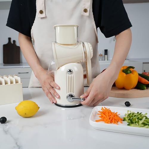 Rotary Cheese Grater with Handle, Vegetable Chopper Quick Chop Blades