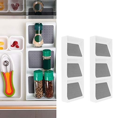 2PCS Spice Drawer Organizer 3 Tier Non-Slip Silicone Seasoning Jars