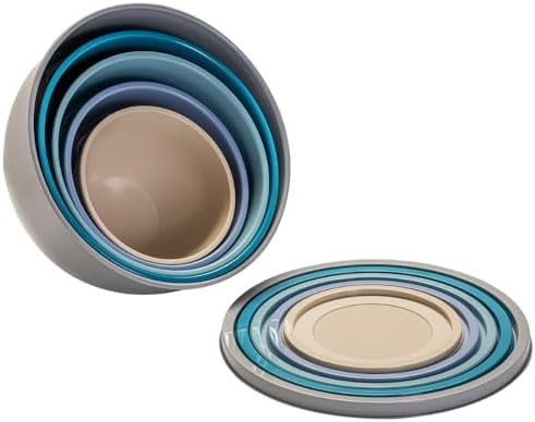 10-Piece Plastic Mixing Bowl Set with Lids, Nesting Kitchen Bowls with