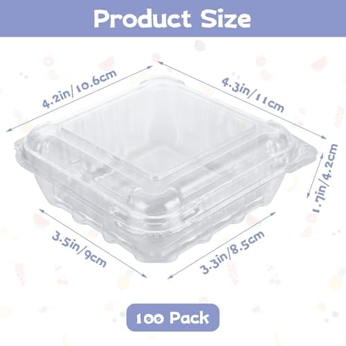 100PCS Berry Containers with Lids, Clear Plastic Vented Berry