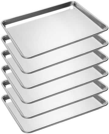 6 Pack Half Size Aluminum Baking Sheet Pan, 18 x 13 in