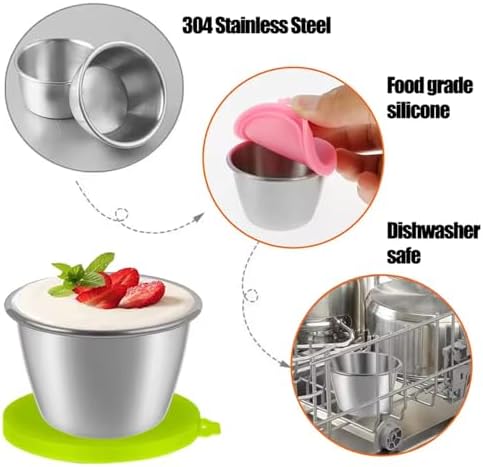 PandaEar 6 Pack 2.4 oz Stainless Steel Condiment Containers with