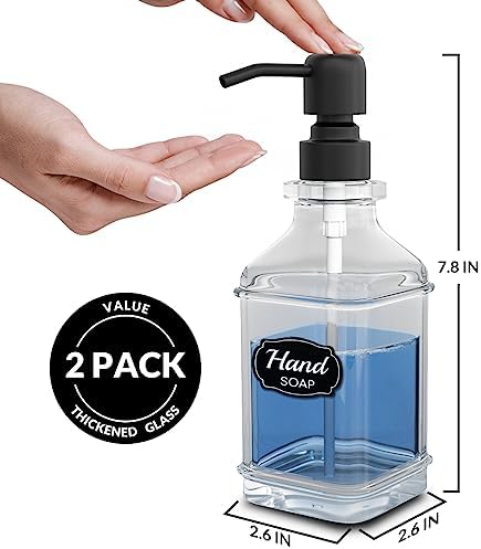 LMQML 2 Pack Glass Soap Dispensers with Tray