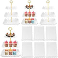 10 Pack Dessert Table Display Set, 4 Three-Tier Square Cupcake Stands