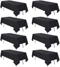 8 Pack Black Tablecloth 60 x 102 Inch Polyester Table Cloth for 6 Foot