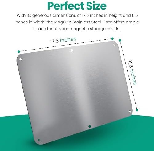 17.5inchX11.5inch Stainless Steel Plate for Magnets, Silver