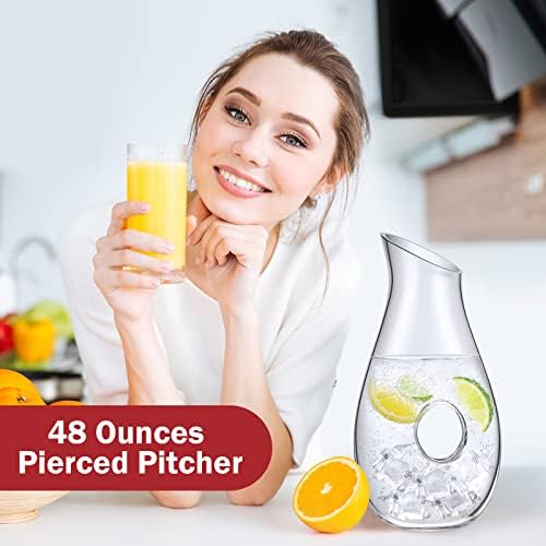 Nuanchu 2 Pcs 48 oz Wine Decanter Carafe Clear Glass Pierced Decanter