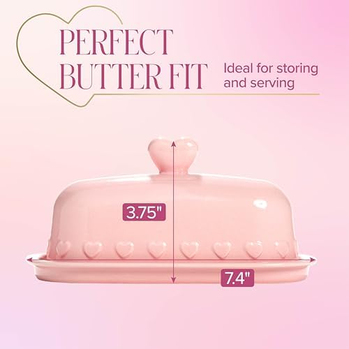 Paris Hilton Heart Knob Butter Dish, Iconic Stoneware With Heart