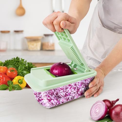 16-in-1 Vegetable Chopper with 8 Stainless Steel Blades