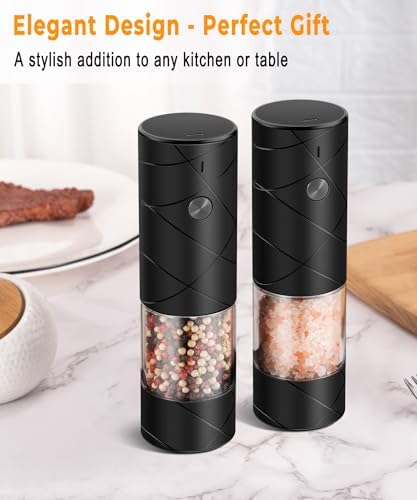 Rechargeable Electric Salt and Pepper Grinder Set, 1/2-Cup Capacity