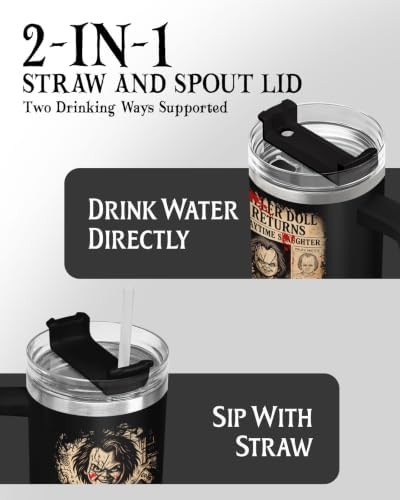 34HD Killer Doll Horror Wanna Play 40 oz Tumbler with Handle
