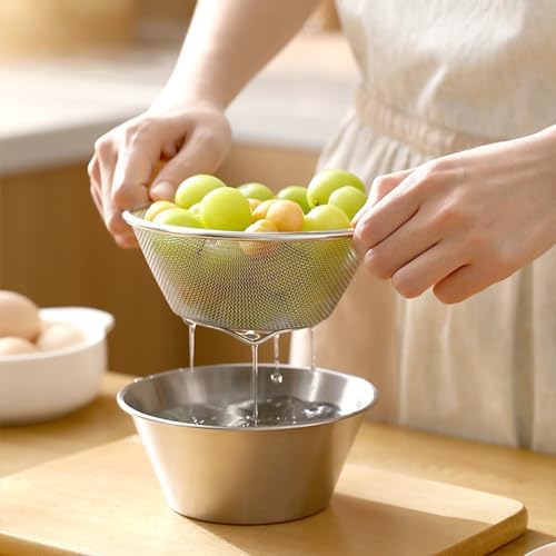 Berry Baskets, Mini Strainer with Bowl, Stainless Steel Can Colander