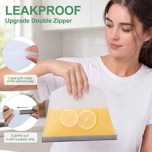 Silicone Reusable Food Storage Bags 6 Pack,Reusable Freezer Bags,Stand