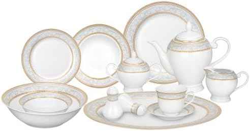 Lorren Home Trends 57-Piece Porcelain Dinnerware Set, Giada, Service for 8