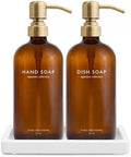 Vine Creations Amber Glass Soap Dispenser Set, 16 oz