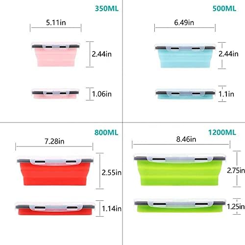 Set of 4 Collapsible Foldable Silicone Food Storage Container With BPA
