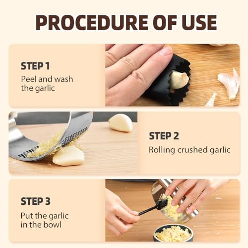 Stainless Steel Garlic Press with Peeler and Brush (1)