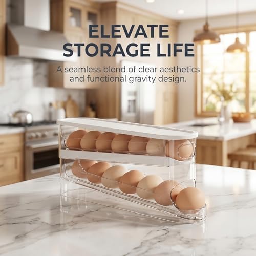 Auto-Rolling Egg Dispenser with Lid, 1 Pack