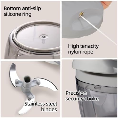 Manual Food Processor Vegetable Chopper 2.3 Cup Small Mini Hand Pull