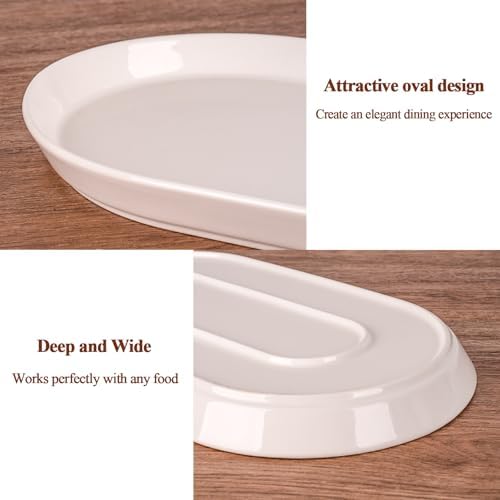 Taeochiy 14" Oval Serving Platter Set of 3 - Ceramic Large White