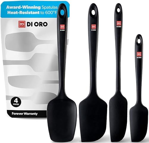 DI ORO Silicone Spatula Set, 4-Piece, Black