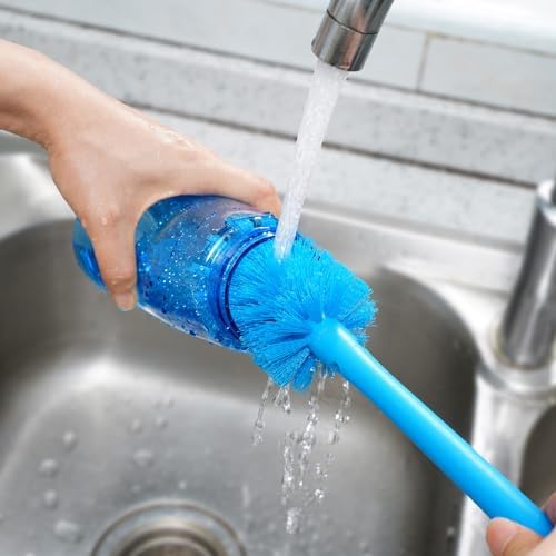 MOSOLAN 2-in-1 Bottle Brush and Straw Cleaner Brush, Breezy Blue