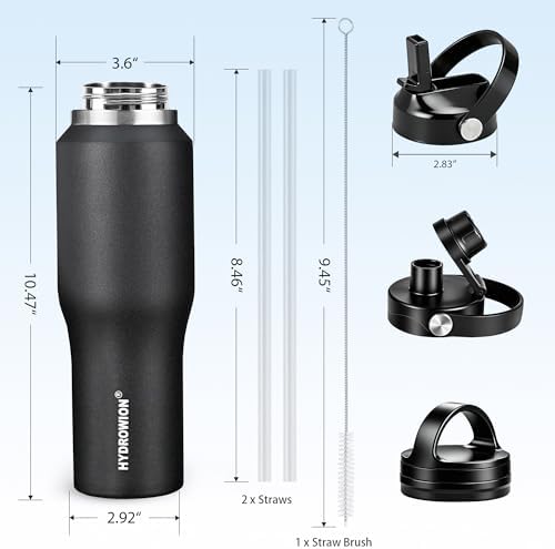32 oz Insulated Water Bottle Stainless Steel Triple-Wall with Straw